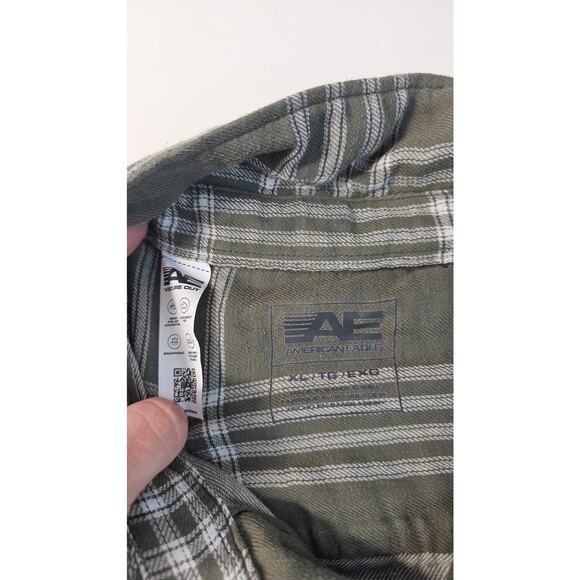 American eagle 90s thick flannel button up forest green EUC warm shaket XL - Picture 5 of 7